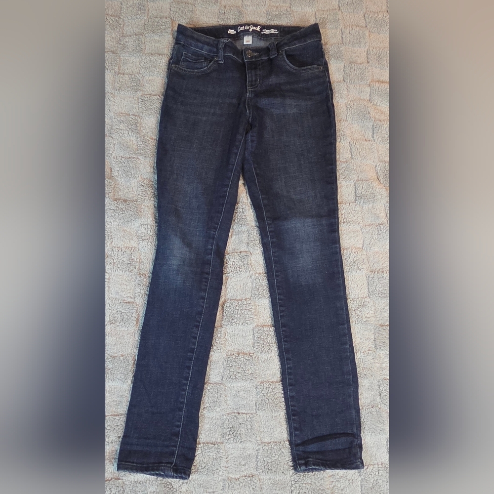 Cat & Jack Girls Size 12 Skinny Jeans Ultimate Stretch Dark Wash - Picture 6 of 11
